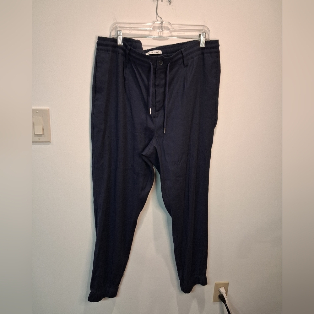 Pure Navy Mens Size XL Navy Colored Twill Linen/cotton Drawstring Pants